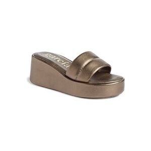 PEDRO GARCIA Valencia Platform Wedge Slides Sandals Shoes Bronze Metallic Sz 10